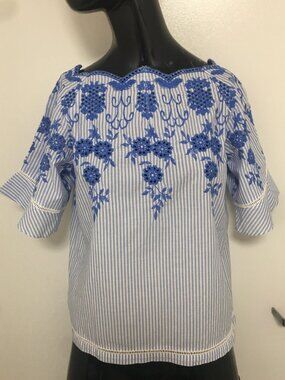 SIMPLICITE 100% cotton embroidered tunic blouse